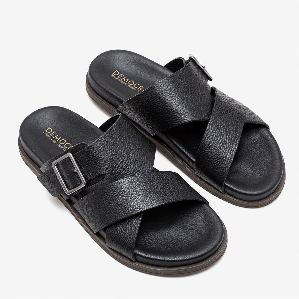 Sandália Masculina Dock Couro Preto Preto 2
