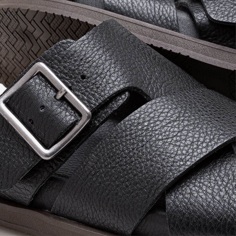 Sandália Masculina Dock Couro Preto Preto 3
