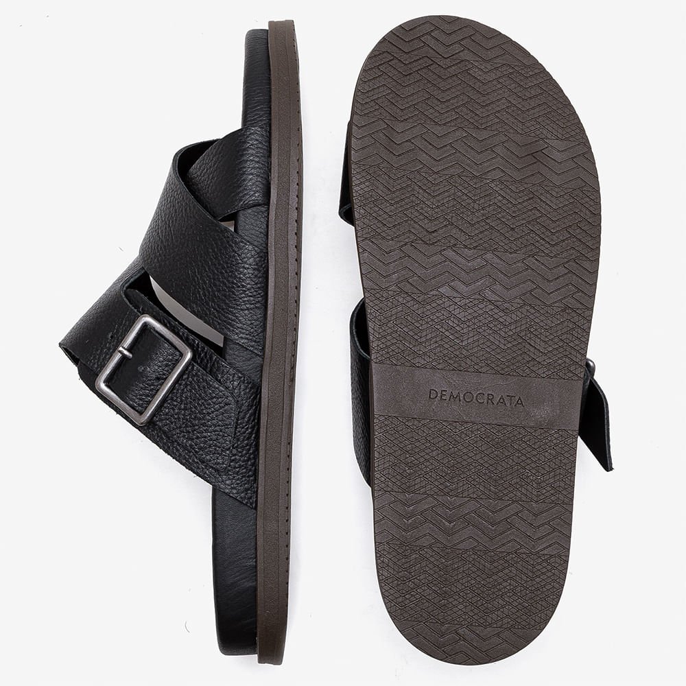 Sandália Masculina Dock Couro Preto Preto 4