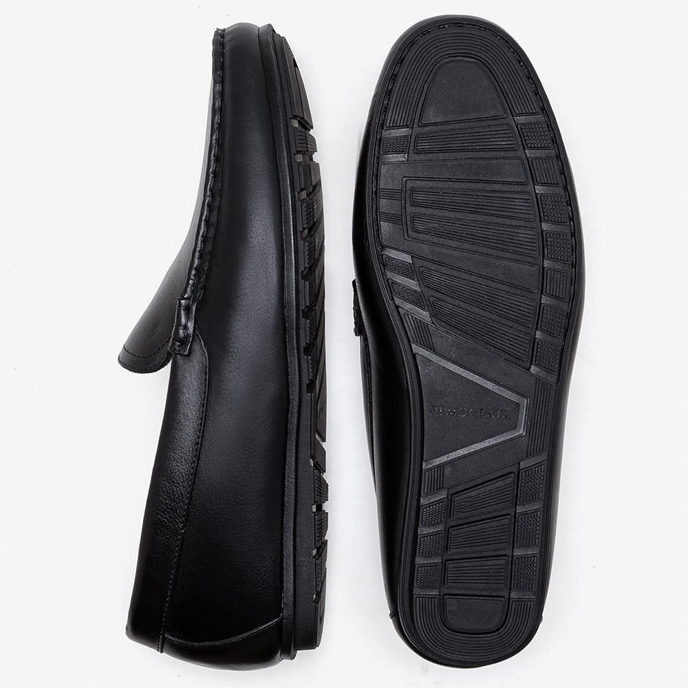 Mocassim Masculino Couro Tom Preto Preto 4
