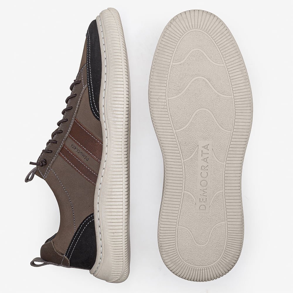 Tênis Masculino Vibe Couro Marrom Preto Marrom 4