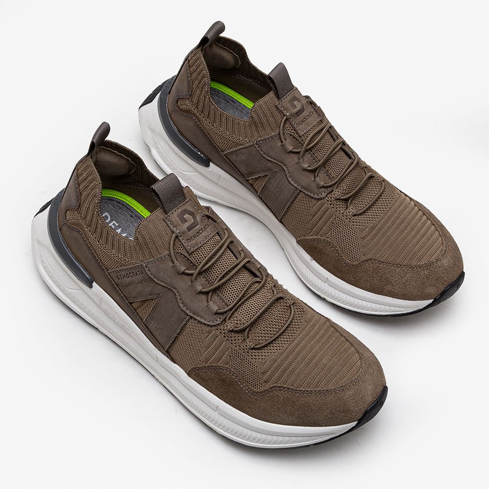 Tênis Masculino Brad Ultra Light Knit Bege Marrom 2