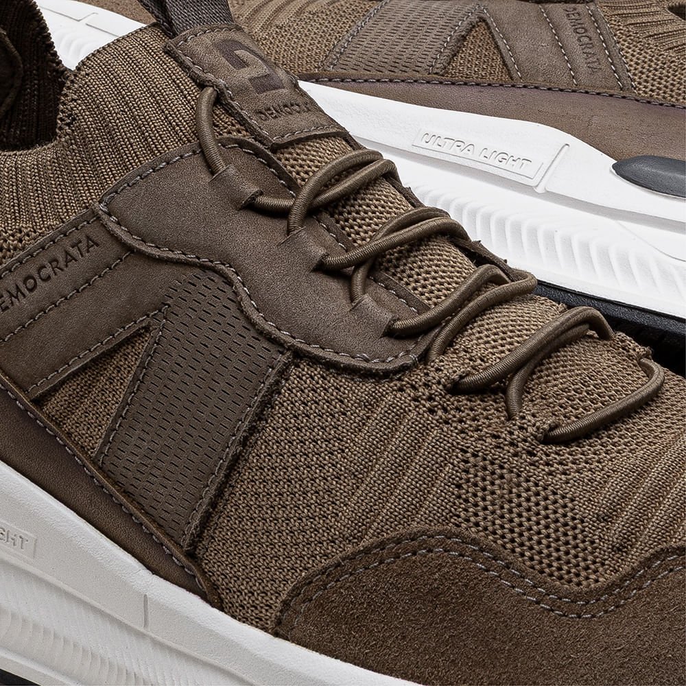 Tênis Masculino Brad Ultra Light Knit Bege Marrom 3