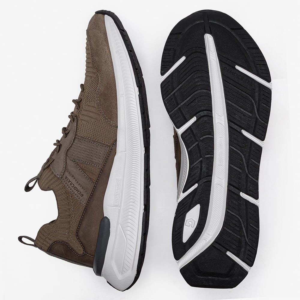 Tênis Masculino Brad Ultra Light Knit Bege Marrom 4