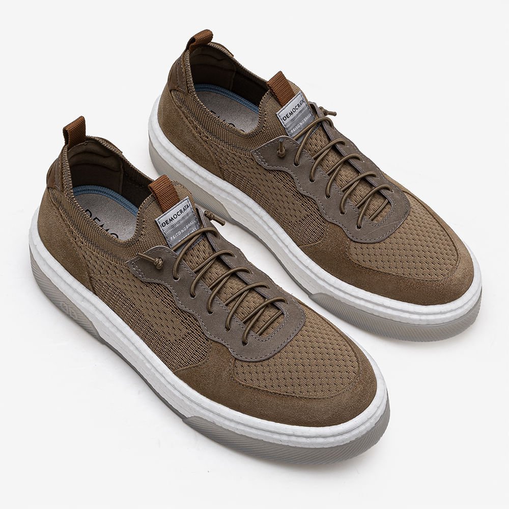 Tênis Masculino Beat Pulse Knit Bege Marrom 2