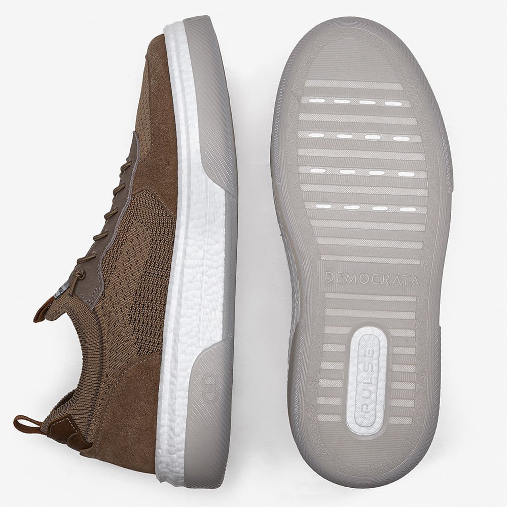 Tênis Masculino Beat Pulse Knit Bege Marrom 4