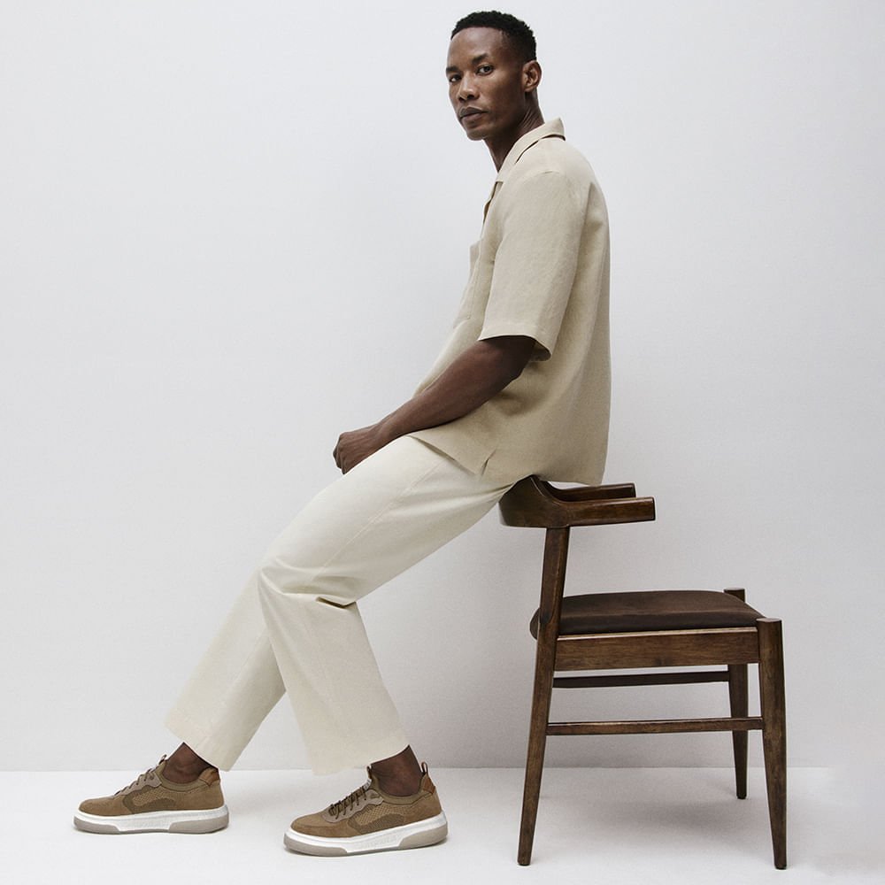 Tênis Masculino Beat Pulse Knit Bege Marrom 6