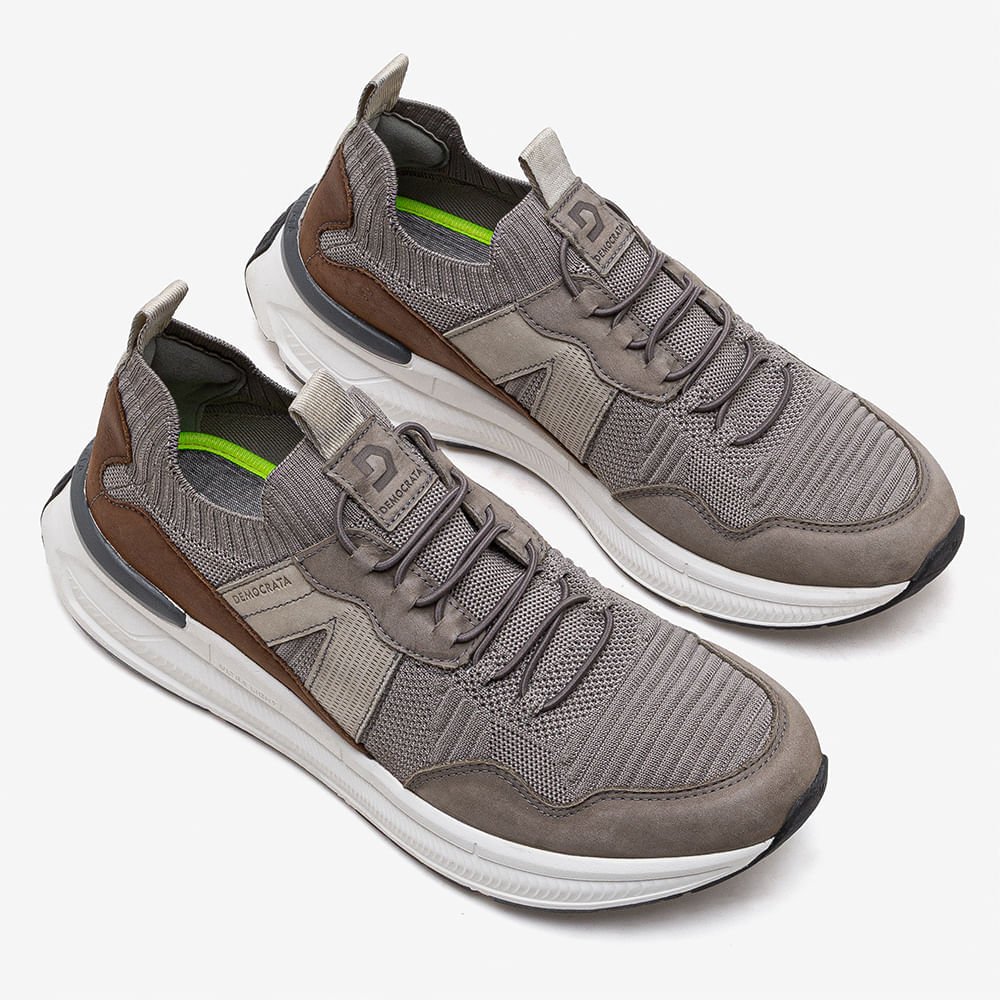 Tênis Masculino Brad Ultra Light Knit Creme Cinza/Marrom 2