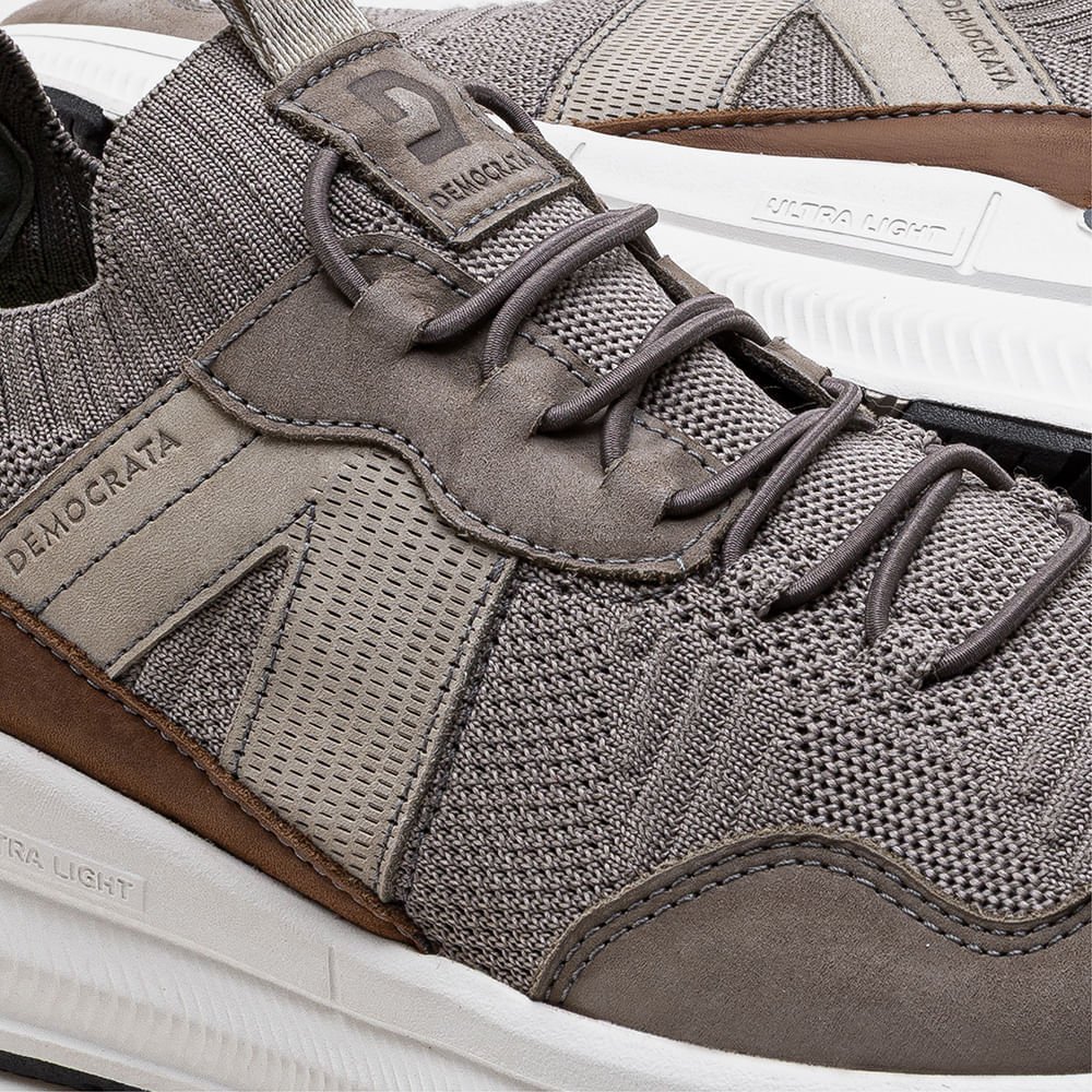 Tênis Masculino Brad Ultra Light Knit Creme Cinza/Marrom 3