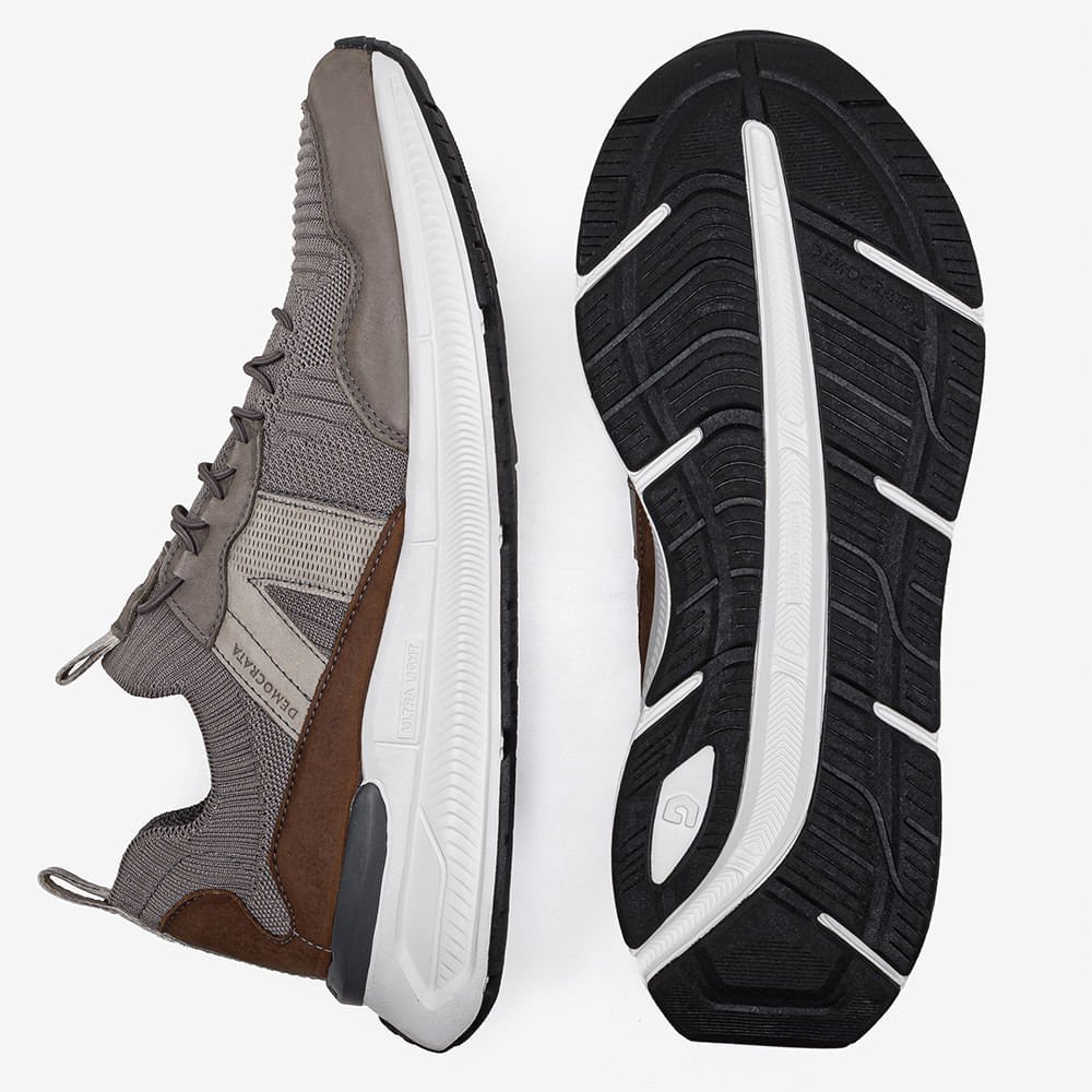 Tênis Masculino Brad Ultra Light Knit Creme Cinza/Marrom 4