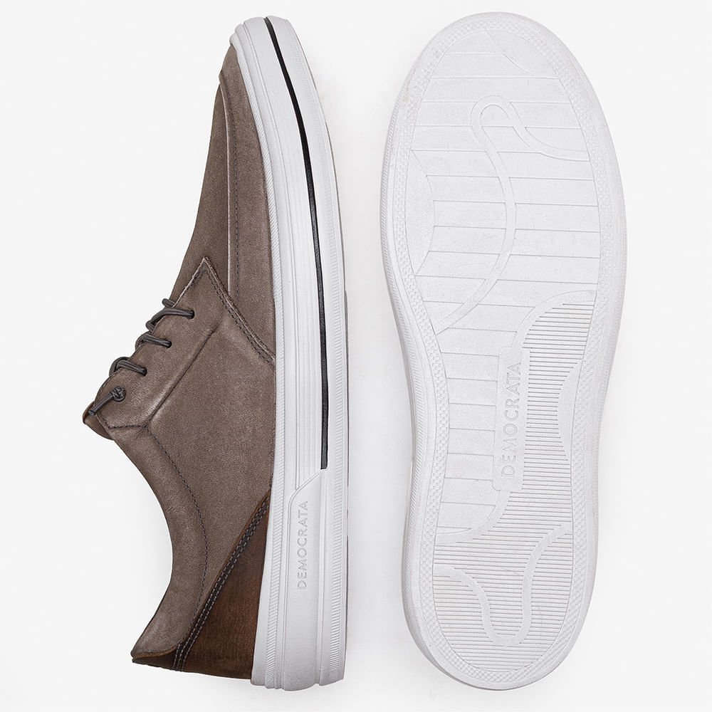 Tênis Masculino Clay Couro Bege Marrom 4