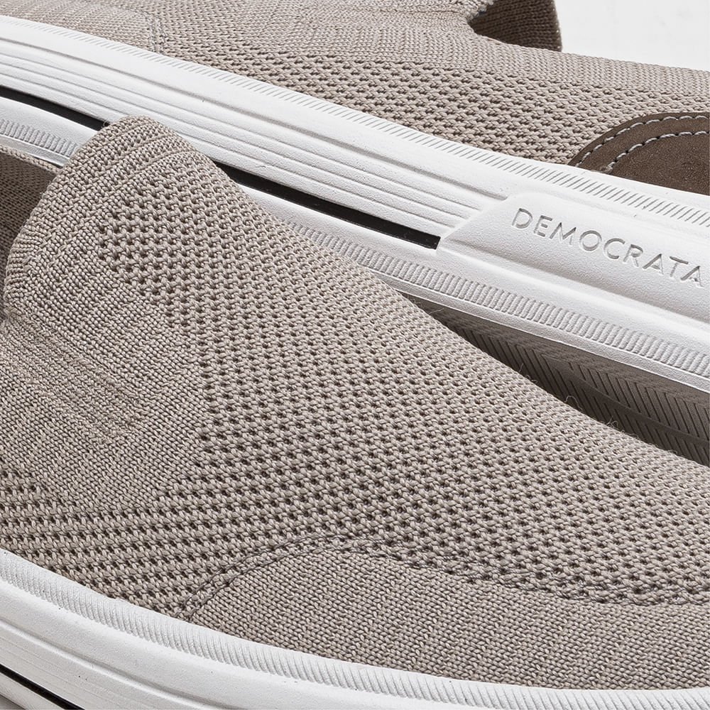 Tênis Masculino Clay Slip On Knit Creme Bege 3