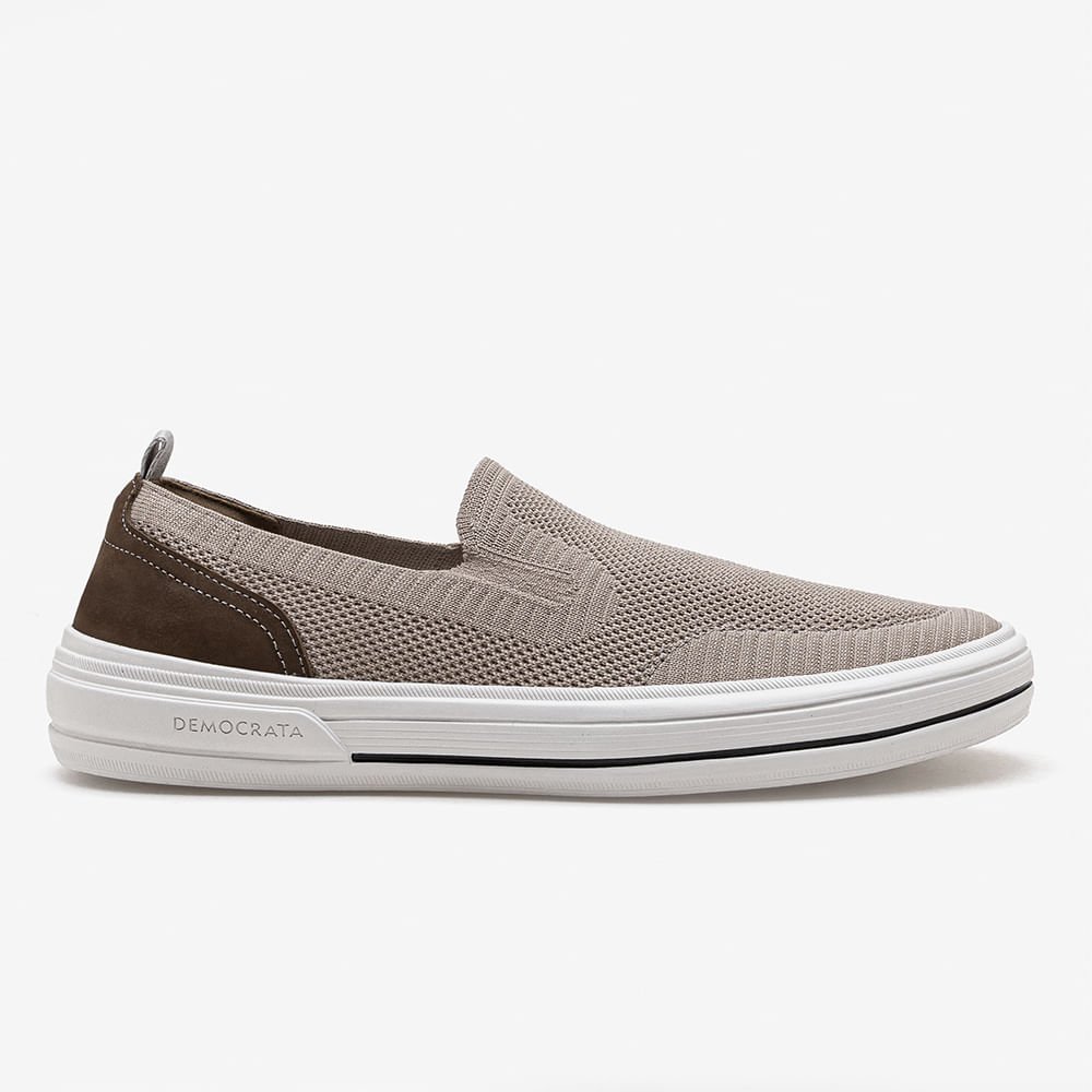Tênis Masculino Clay Slip On Knit Creme Bege 1