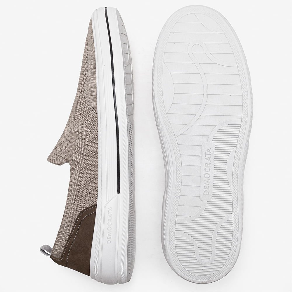 Tênis Masculino Clay Slip On Knit Creme Bege 4