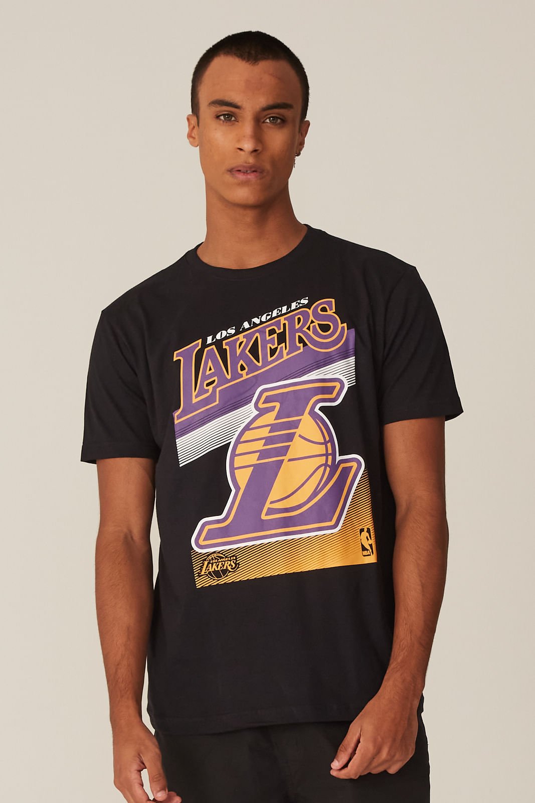 Camiseta NBA Estampada Los Angeles Lakers Casual Preta