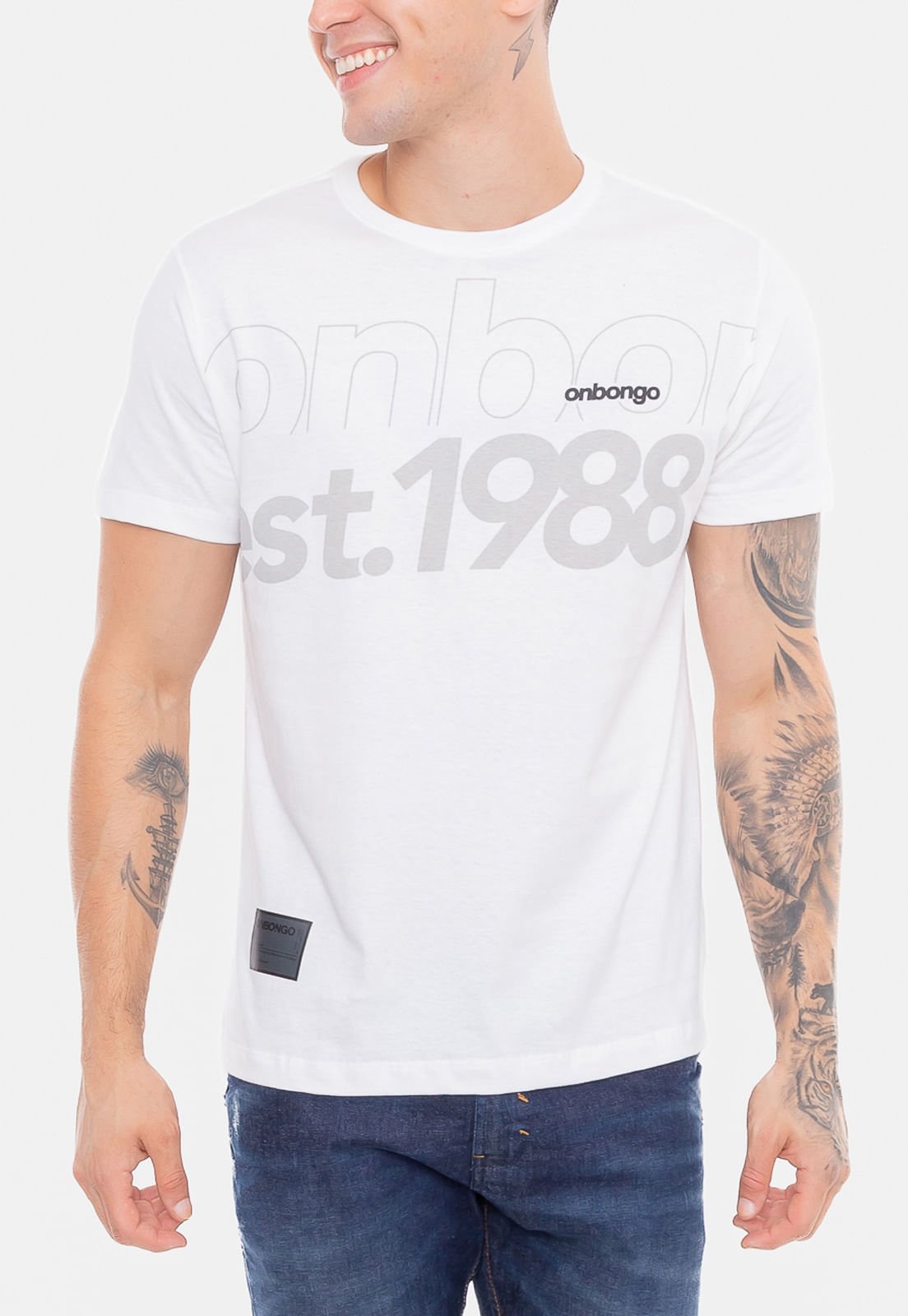 Camiseta Onbongo Estampada Branca Branco 3