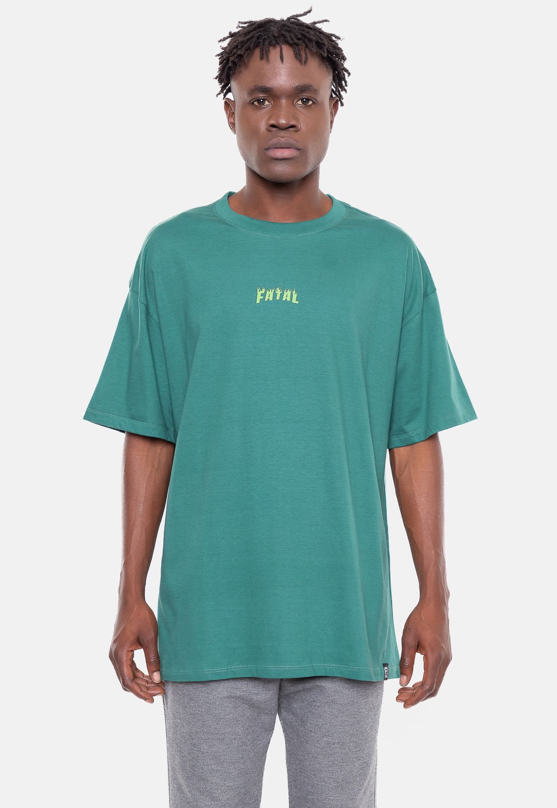 Camiseta Fatal Oversize Flame Verde Dark Forest