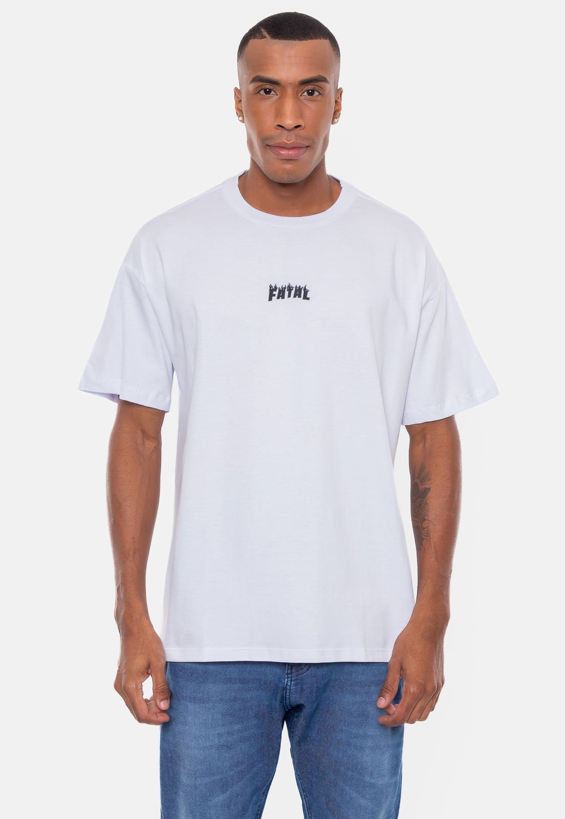 Camiseta Fatal Oversize Flame Branca