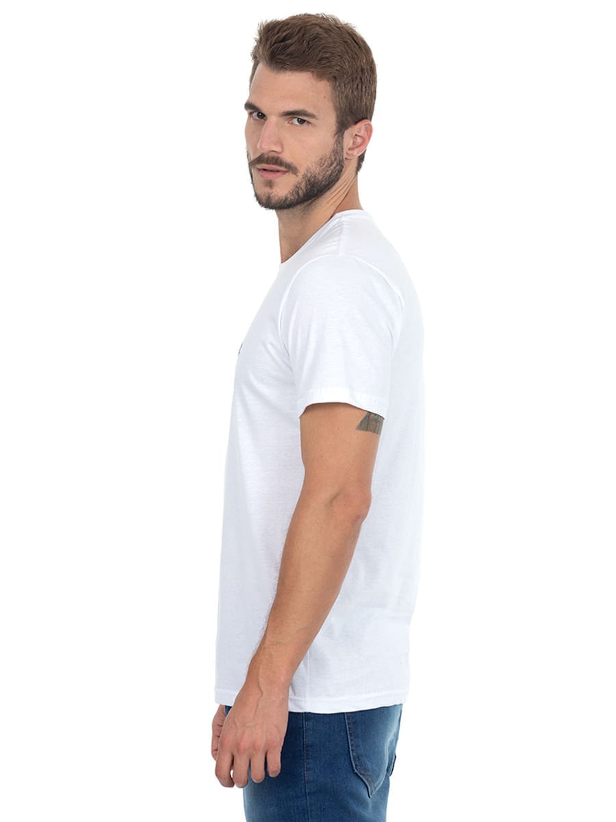 Camiseta Masculina Branco Com Bordado Azul Polo Wear