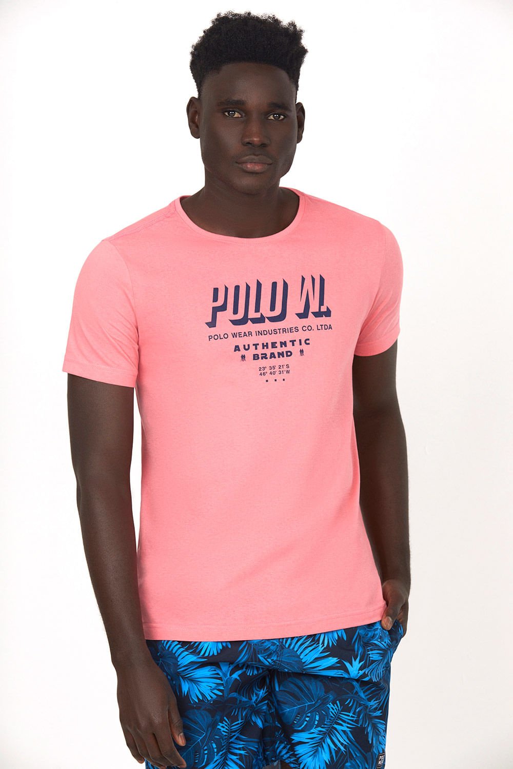 Camiseta Estampada Rosa Médio Polo Wear