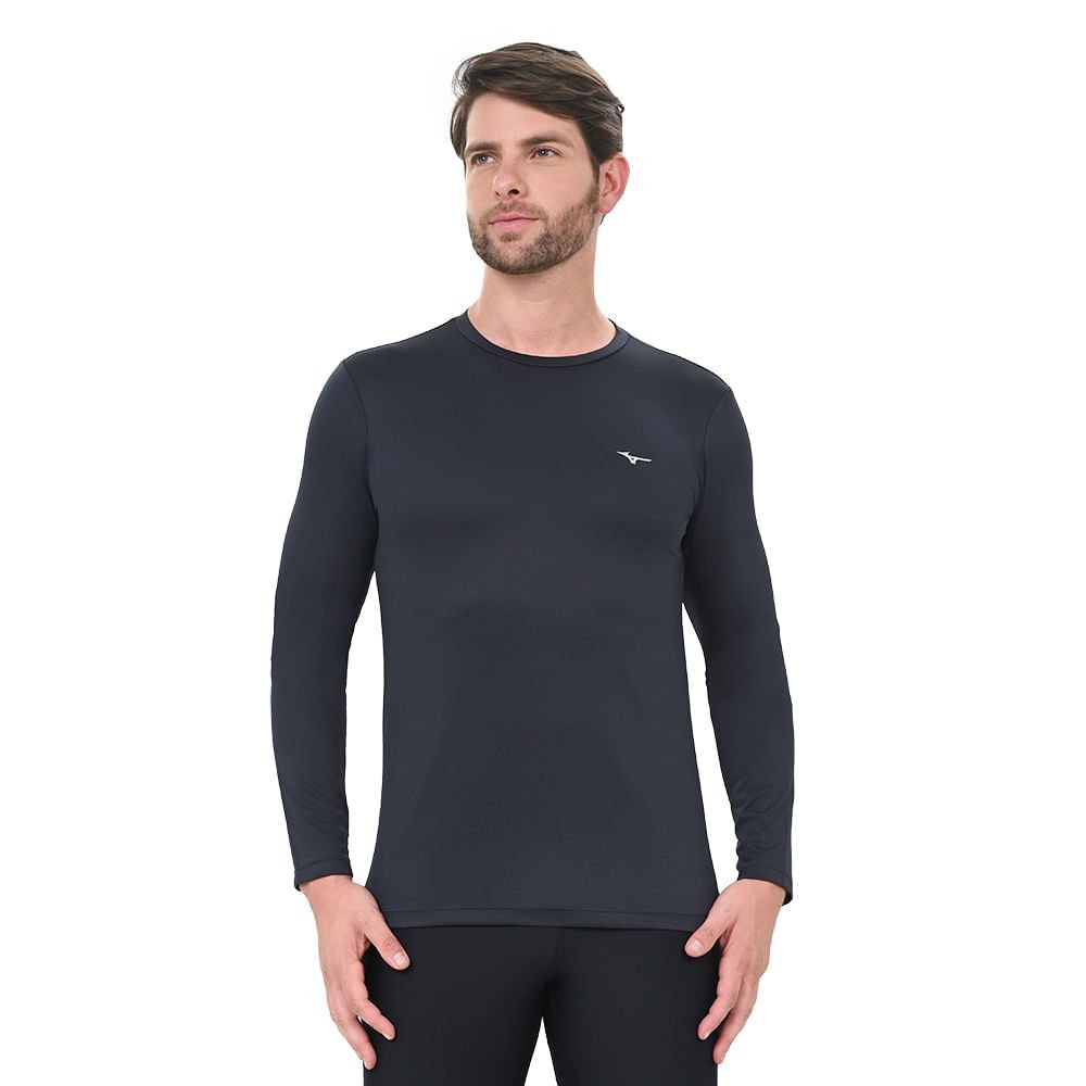 Camiseta Manga Longa de Corrida Masculina Mizuno Nirvana Azul 1