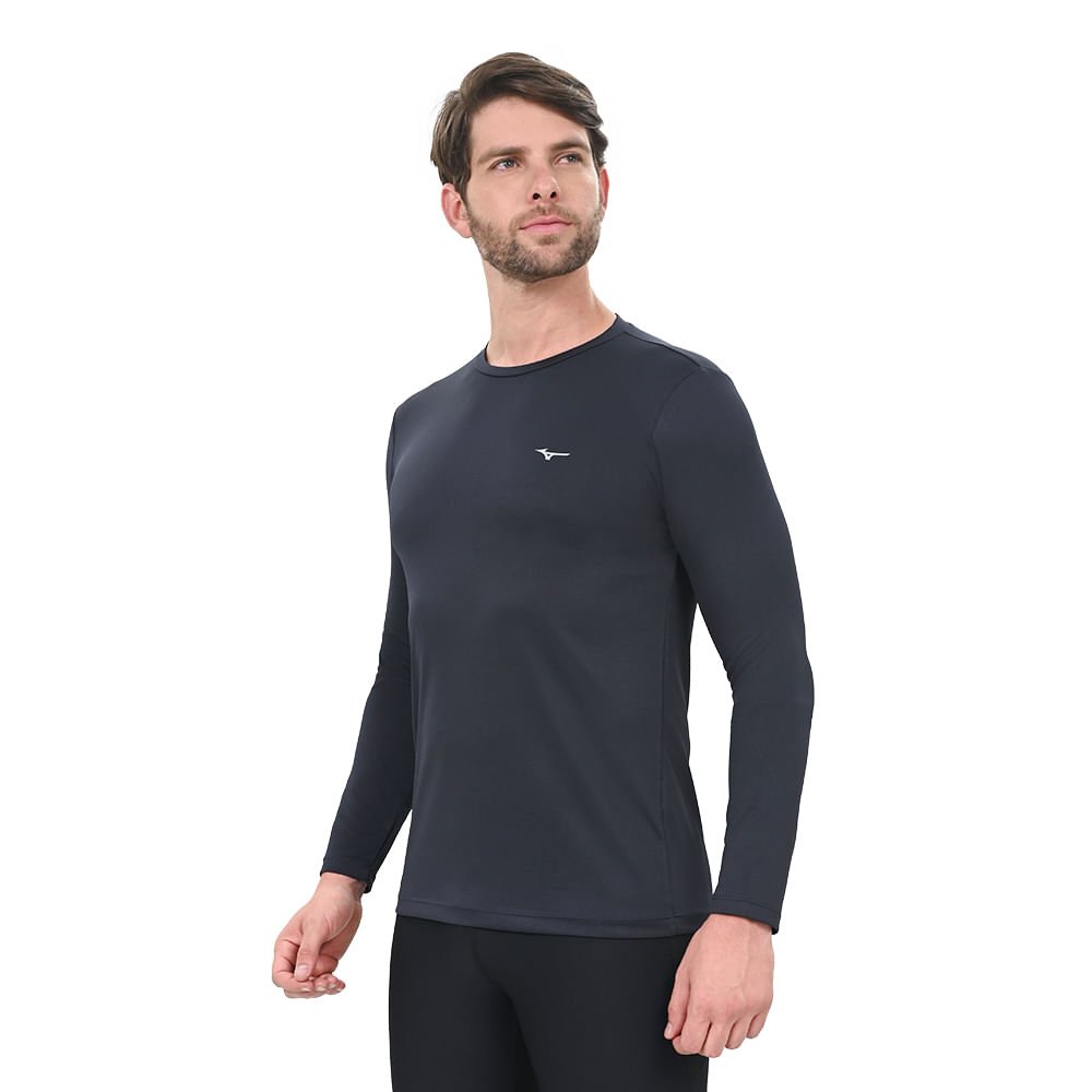 Camiseta Manga Longa de Corrida Masculina Mizuno Nirvana Azul 2