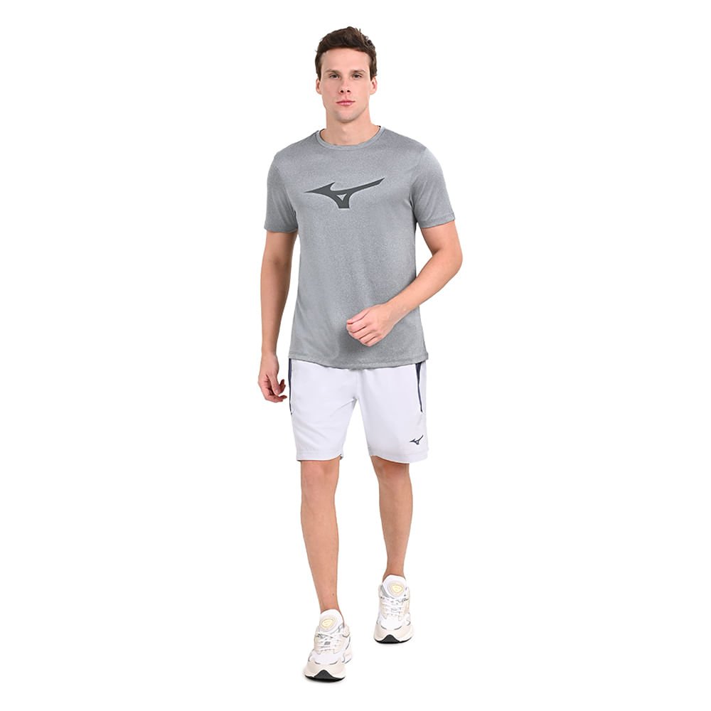 Camiseta de Corrida Masculina Mizuno Run Spark Big Logo Cinza 3