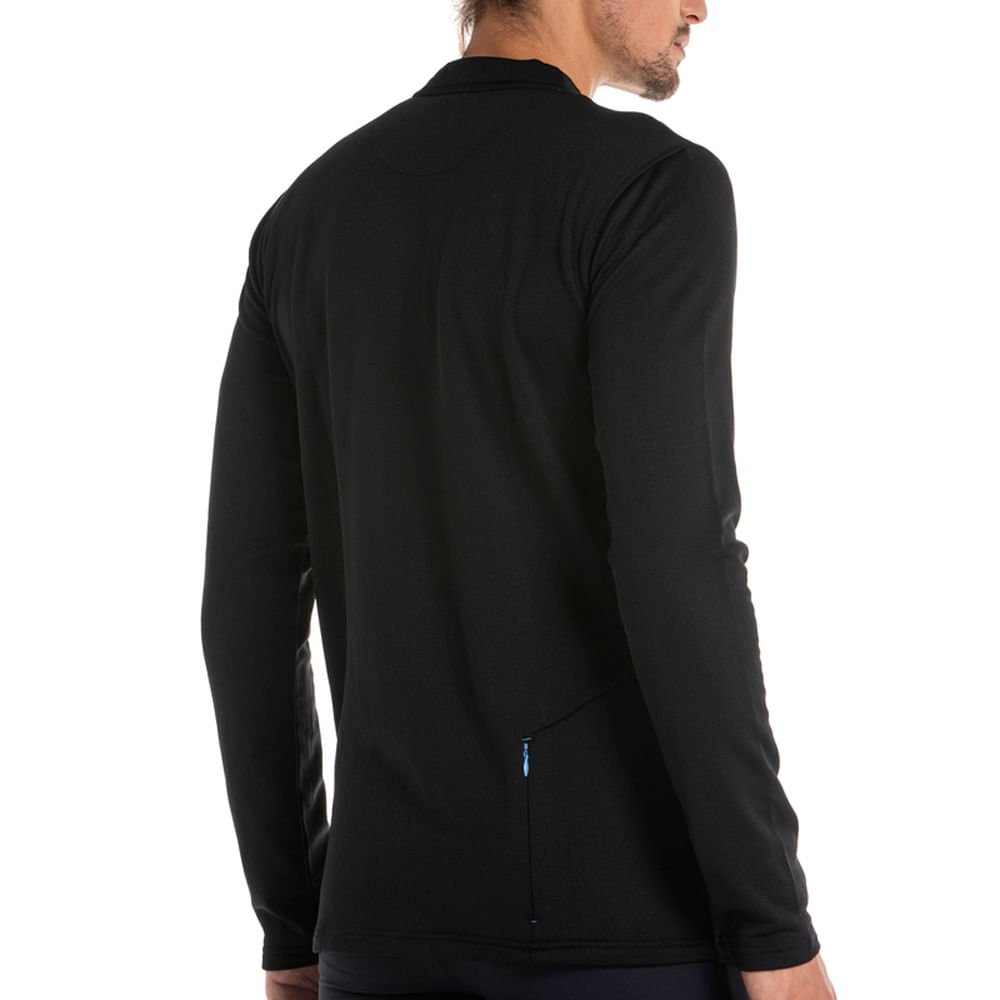Camiseta Manga longa de Corrida Masculina Mizuno Térmica Preto/Azul 2