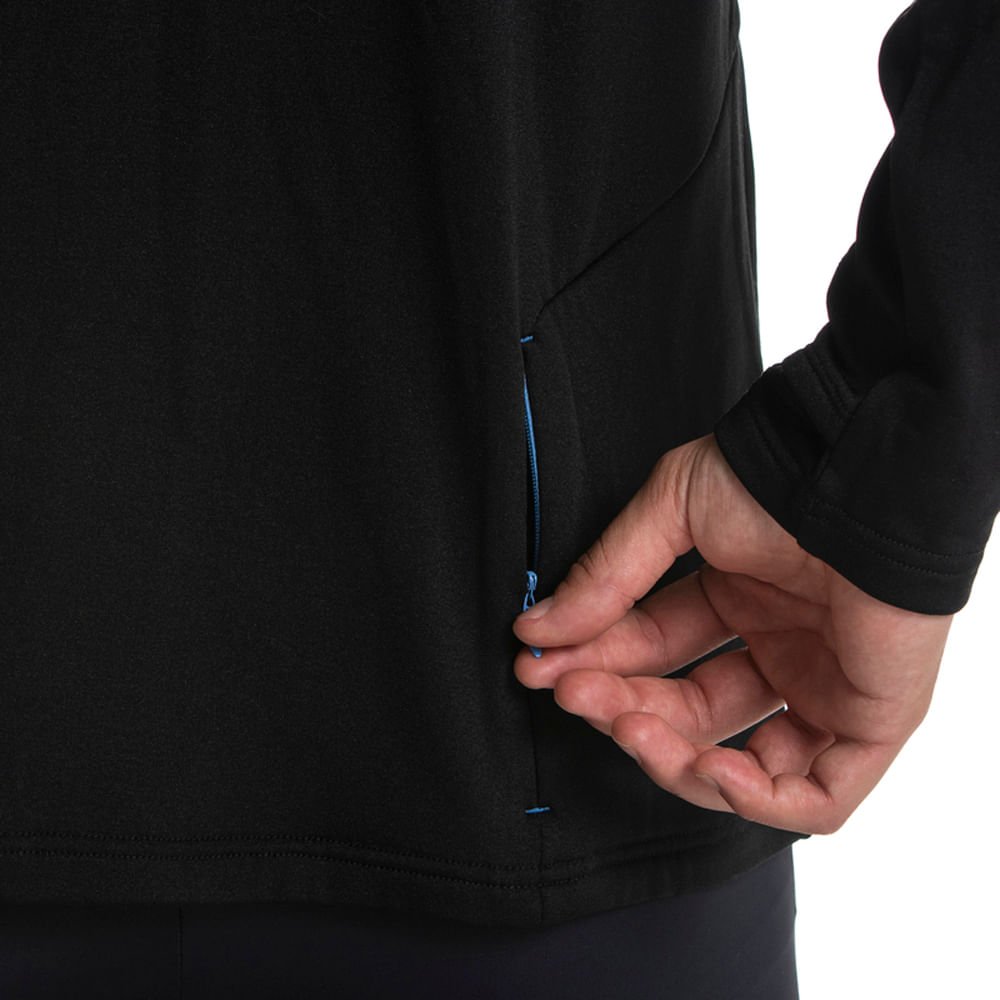 Camiseta Manga longa de Corrida Masculina Mizuno Térmica Preto/Azul 4