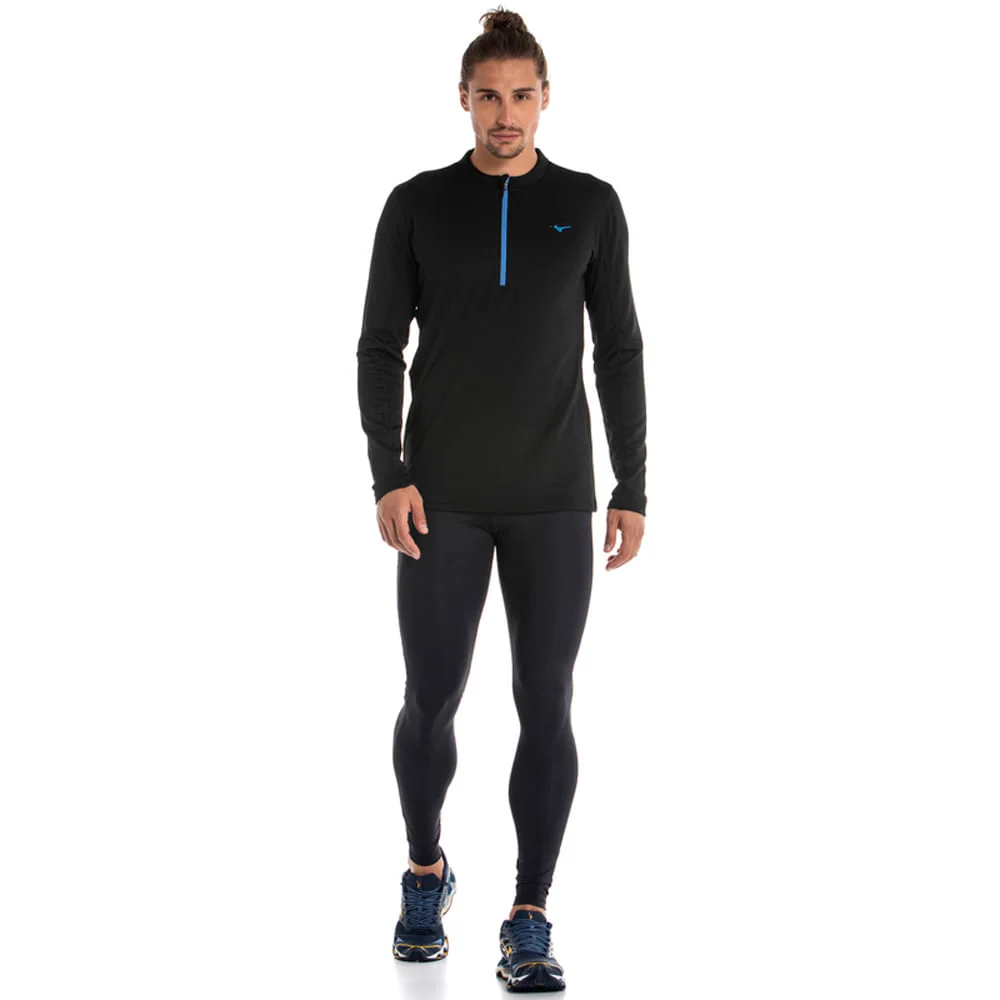 Camiseta Manga longa de Corrida Masculina Mizuno Térmica Preto 5
