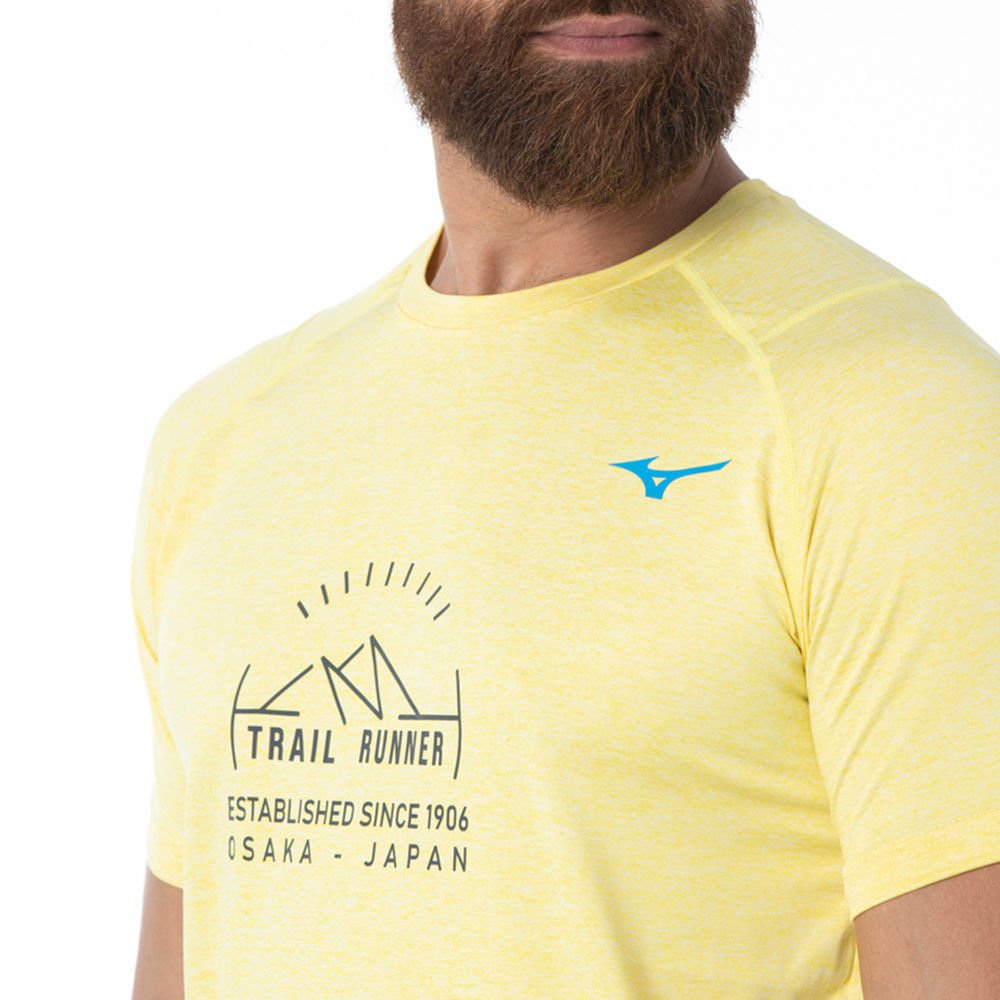 Camiseta de Treino Masculina Mizuno Trail Runner Amarelo 3