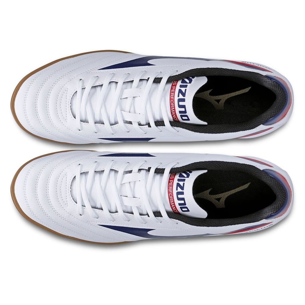 Chuteira Futsal Masculina Mizuno Morelia Club IN Branco/Azul/Vermelho 3