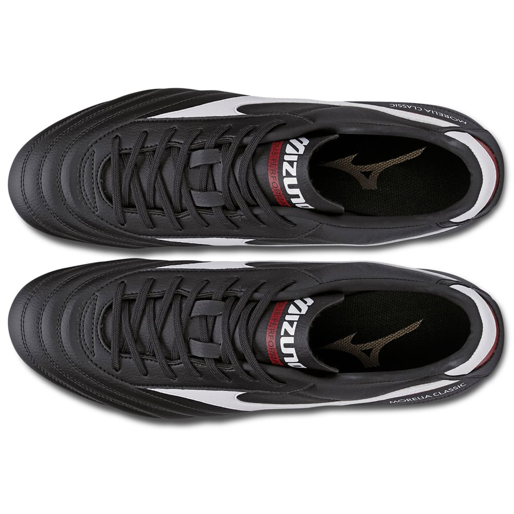 Chuteira de Campo Masculina Mizuno Morelia Classic MD Preto/Branco/Vermelho 3
