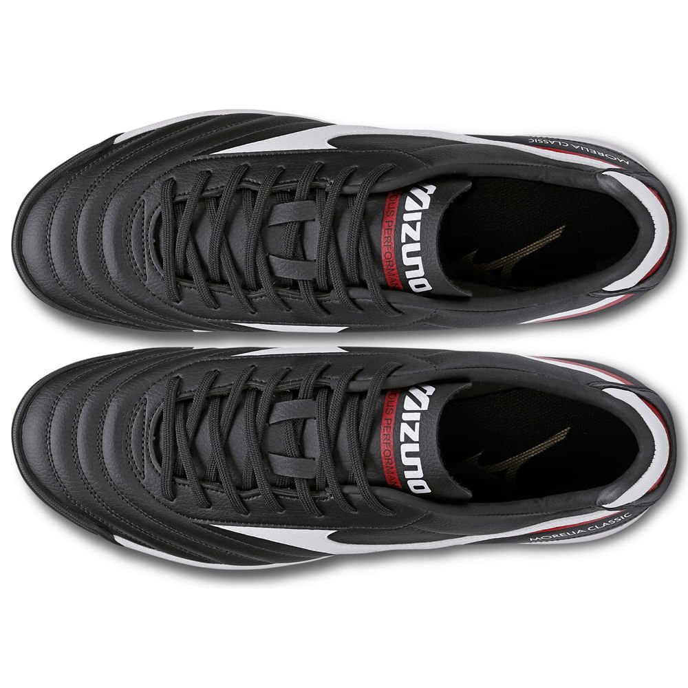 Chuteira Society Masculina Mizuno Morelia Classic AS Preto/Branco/Vermelho 3