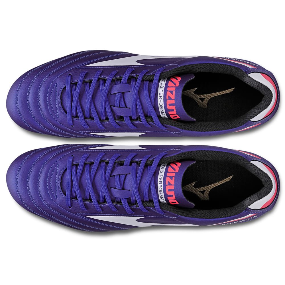 Chuteira de Campo Masculina Mizuno Morelia Club MD Azul/Branco/Vermelho 3