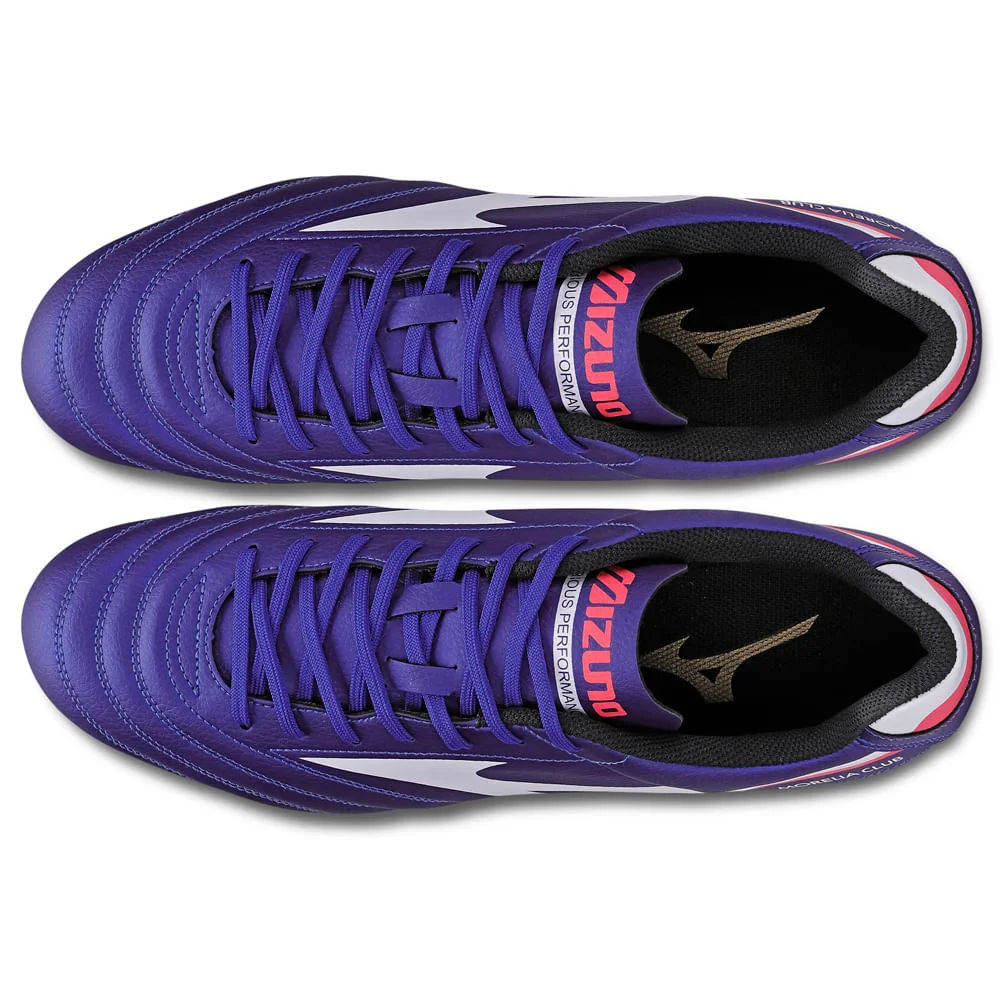 Chuteira de Campo Masculina Mizuno Morelia Club MD Azul/Branco/Vermelho 3