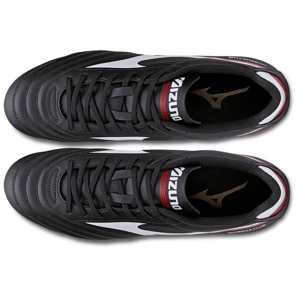 Chuteira de Campo Masculina Mizuno Morelia Club MD Preto/Branco/Vermelho 3