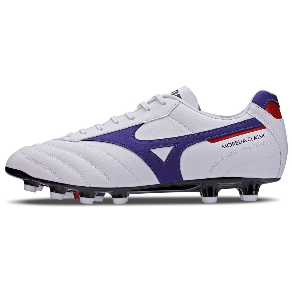 Chuteira de Campo Masculina Mizuno Morelia Classic MD Branco/Azul/Vermelho 1