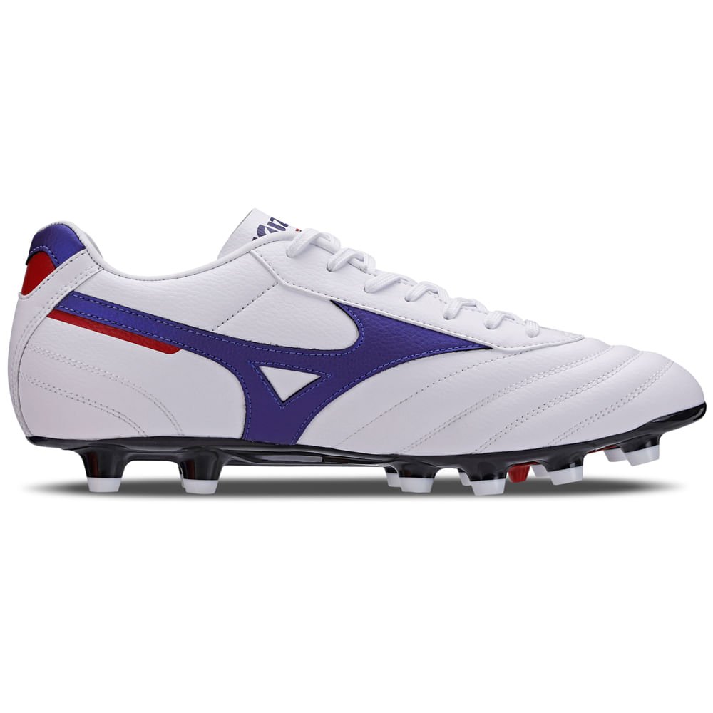 Chuteira de Campo Masculina Mizuno Morelia Classic MD Branco/Azul/Vermelho 2