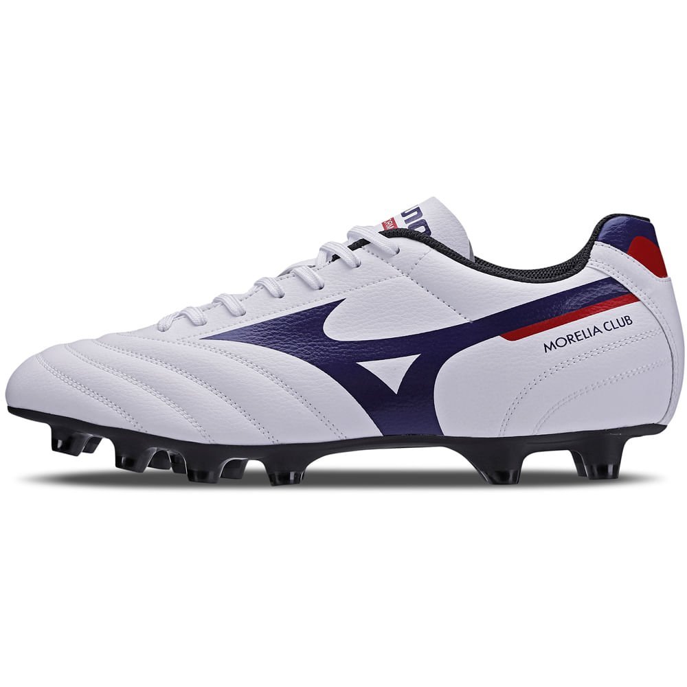 Chuteira de Campo Masculina Mizuno Morelia Club MD Branco/Azul 1