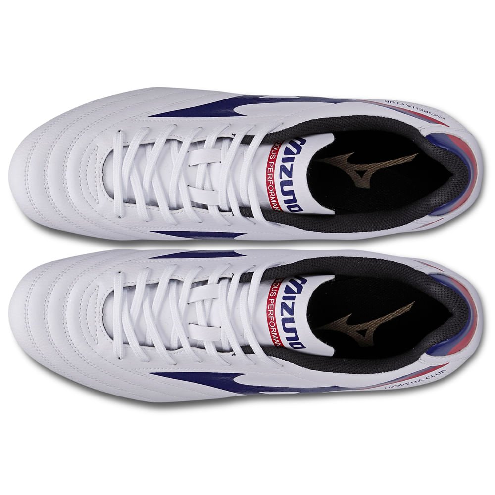 Chuteira de Campo Masculina Mizuno Morelia Club MD Branco/Azul/Vermelho 3