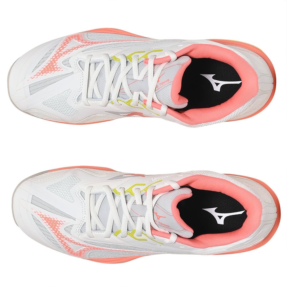 Tênis de Tennis Unissex Mizuno Exceed Light 2 All Court Branco/Laranja/Amarelo 2