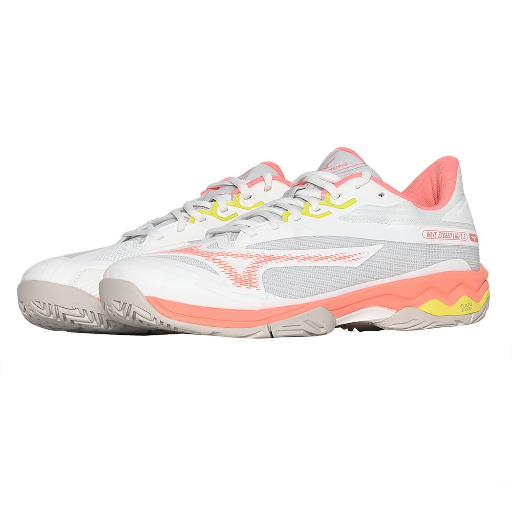 Tênis de Tennis Unissex Mizuno Exceed Light 2 All Court Branco/Laranja/Amarelo 3