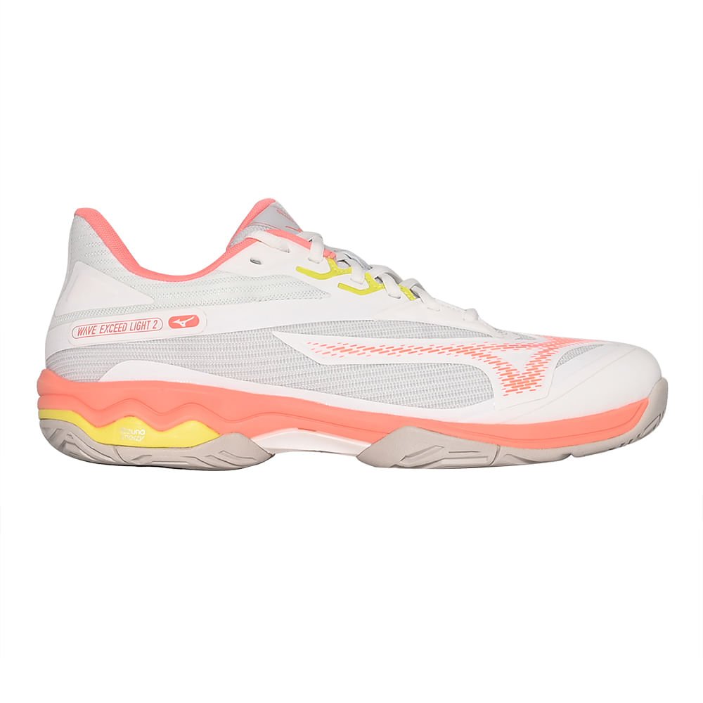 Tênis de Tennis Unissex Mizuno Exceed Light 2 All Court Branco/Laranja/Amarelo 4