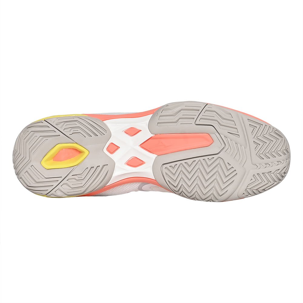 Tênis de Tennis Unissex Mizuno Exceed Light 2 All Court Branco/Laranja/Amarelo 5