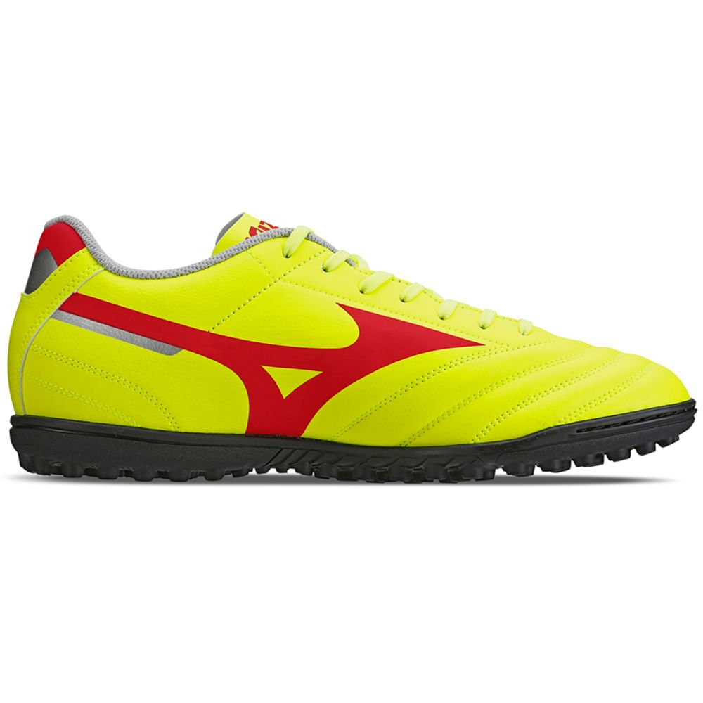 Chuteira Society Masculina Mizuno Morelia Club AS Amarelo/Vermelho/Prata 5