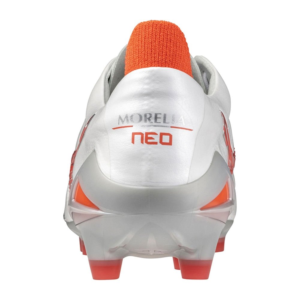 Chuteira de Campo Masculina Mizuno Morelia Neo IV Japan Branco/Laranja 4