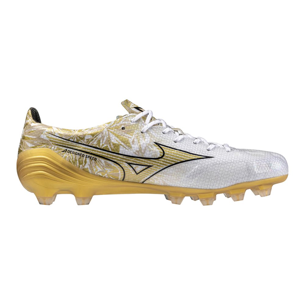 Chuteira de Campo Masculina Mizuno Alpha Japan Branco/Amarelo 5