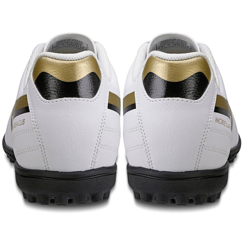 Chuteira Society Masculina Mizuno Morelia Club AS Branco/Dourado/Preto 3