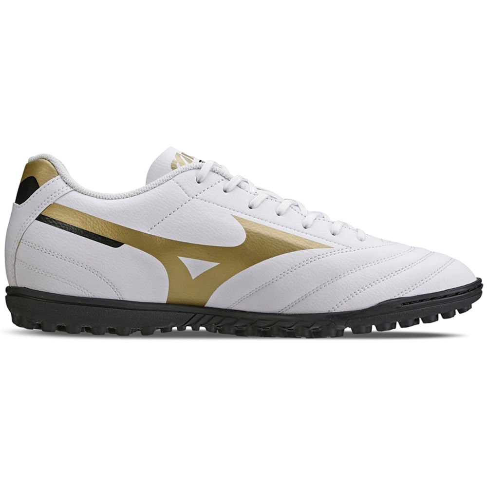 Chuteira Society Masculina Mizuno Morelia Club AS Branco/Dourado/Preto 5